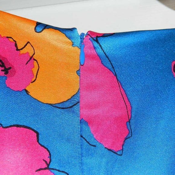 Susana Monaco Multi-Color Print Silk Dress, Kimono Sleeves Size 8 EUC - Picture 10 of 12